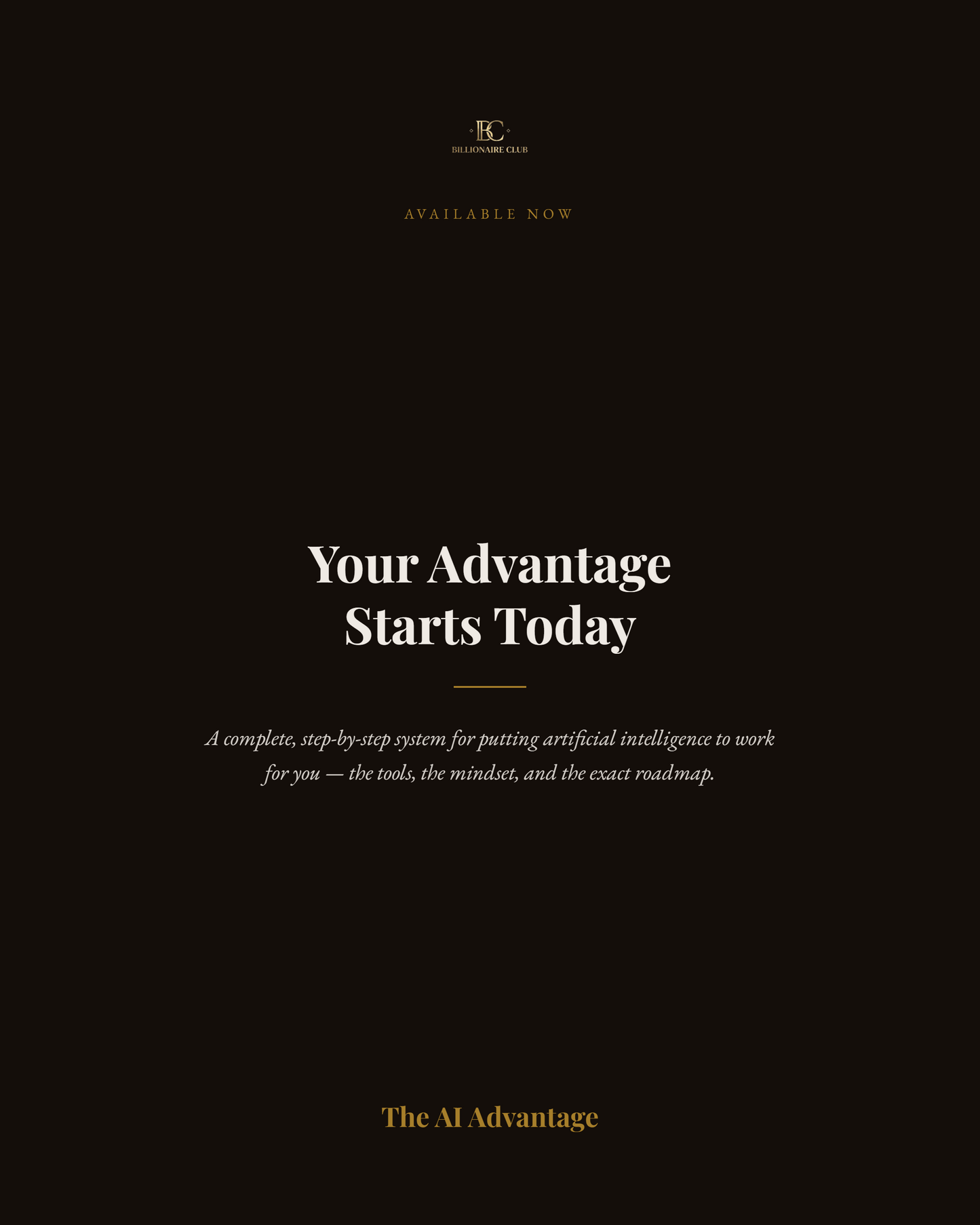 "Your Advantage Starts Today — call to action for The AI Advantage book"