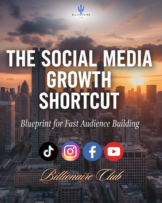 Clean and professional e-book cover with urban cityscape background at sunset. Title reads "The Social Shortcut | Turn Followers Into Customers" in bold white and elegant gold fonts. Minimalist and inviting design.